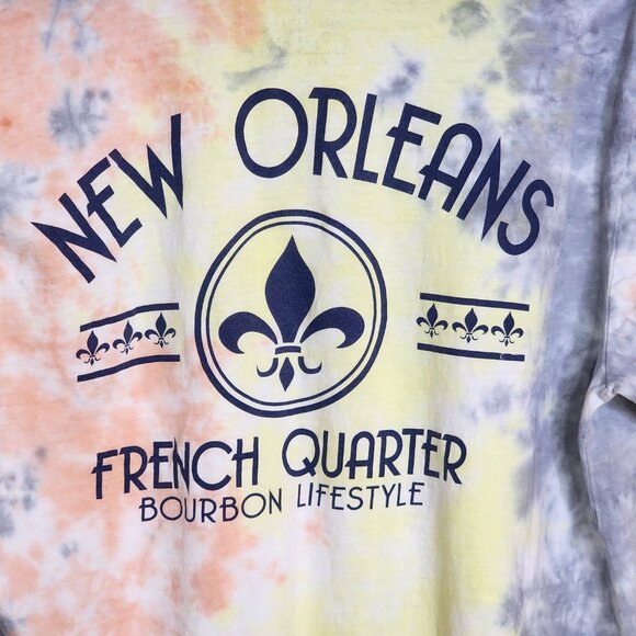 Southern Spirit Multi Color Blue Yellow Orange Tie Dye Cotton New Orleans Tee M - Picture 13 of 16